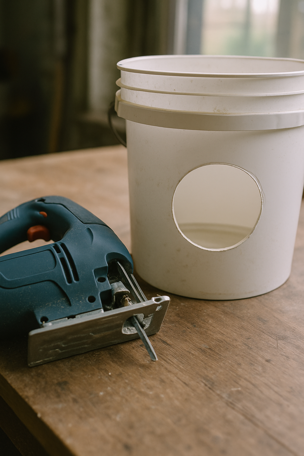 Cutting the opening without wrecking the bucket