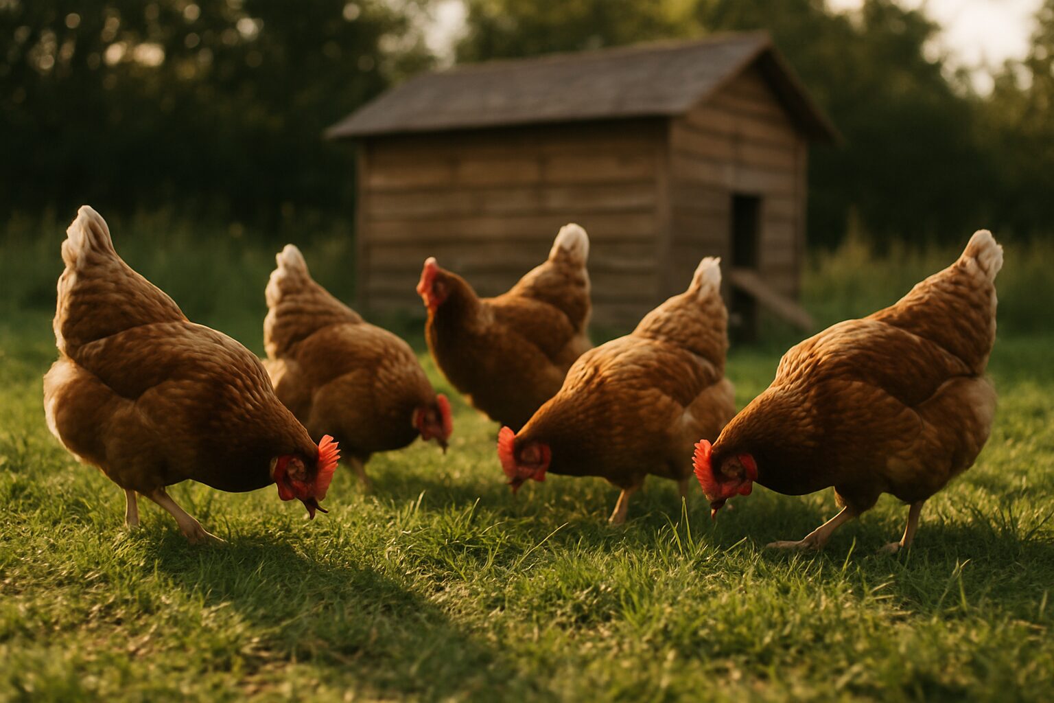 A small flock foraging in the afternoon