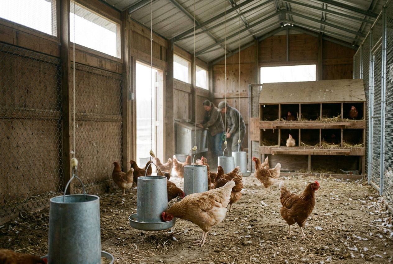 Large-Scale Coops for 20–100 Birds: Ventilation Design, Feedline Spacing, and What Scales Badly